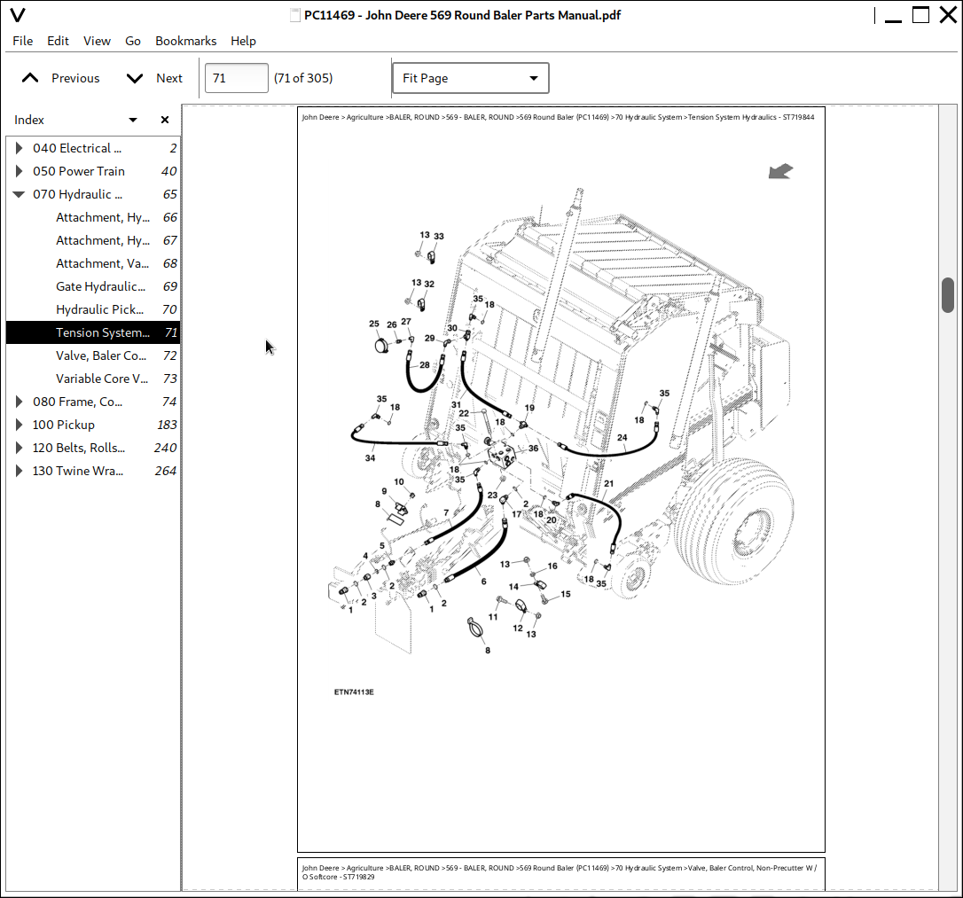 John Deere 569 Round Baler Parts Catalog (PC11469) A++ Repair Manual